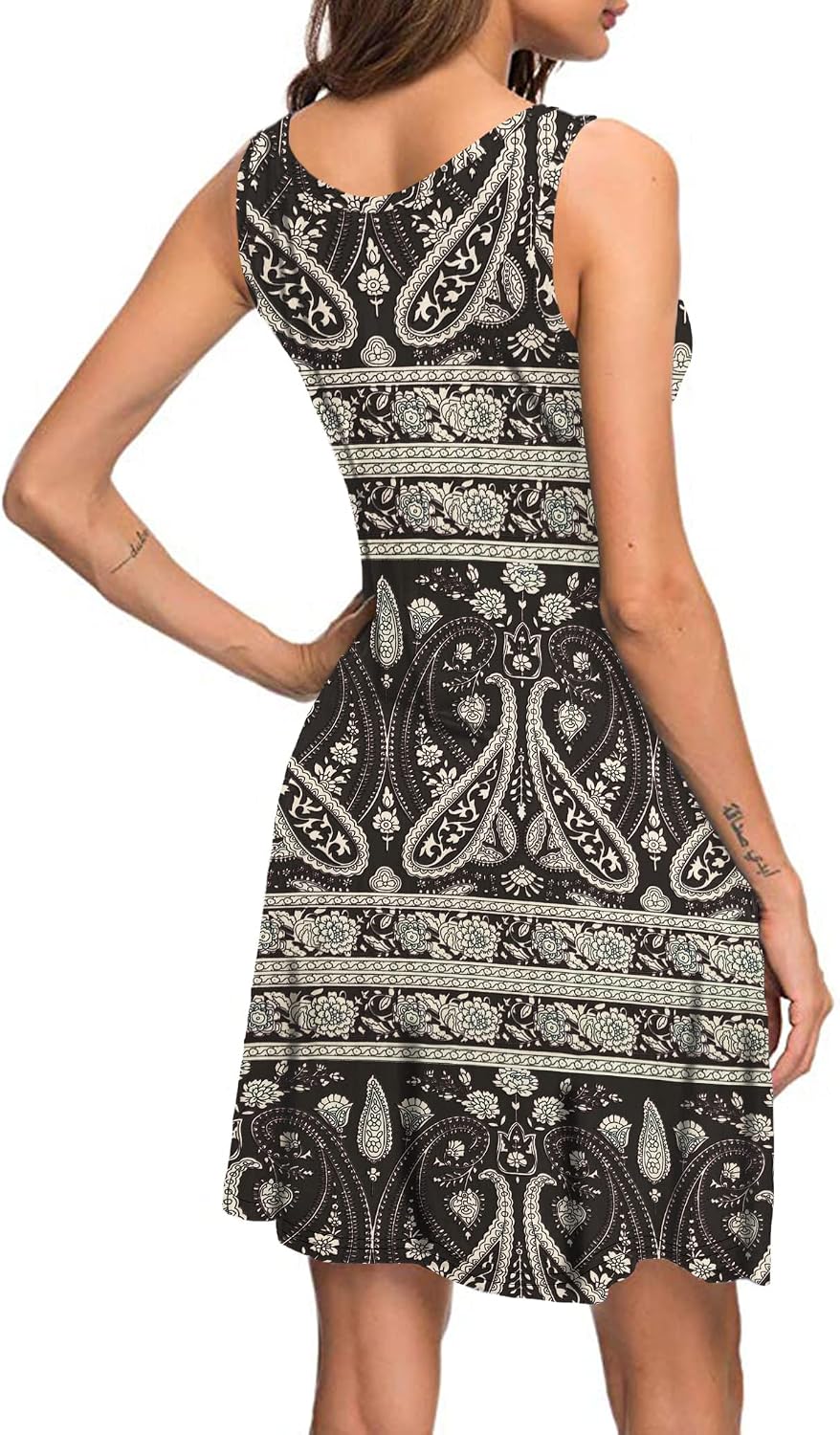 AUSELILY Sommerkleid Damen Ärmellose Strandkleid Leicht Swing Kleid V Ausschnitt Mini Kleid | kleid
