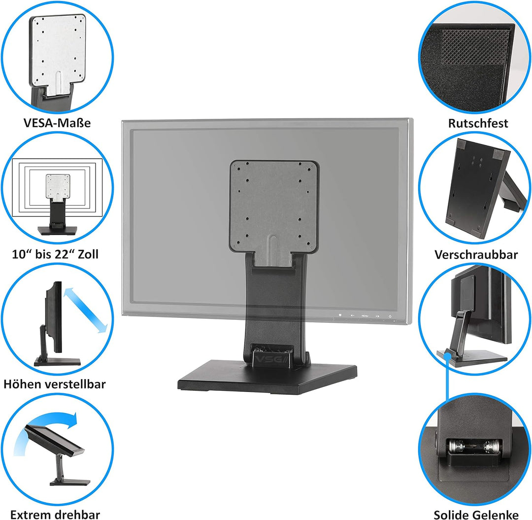 VSG24 Supreme Flexible Monitor Halterung, Stabile VESA 100x100 Tischhalterung, Bildschirm Standfuss