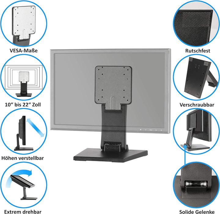 VSG24 Supreme Flexible Monitor Halterung, Stabile VESA 100x100 Tischhalterung, Bildschirm Standfuss