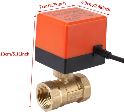 Elektrischer Kugelhahn, Samfox AC 220V DN25 Elektrisch motorisierter Kugelhahn aus Messing 2-Wege 3