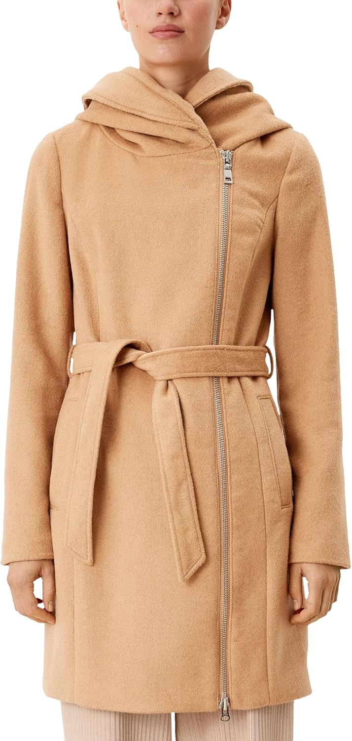 s.Oliver Kapuzenmantel aus flauschigem Wollmix 34 Beige, 34 Beige