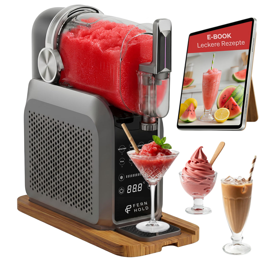 Slush Maschine mit 7 smarten Programmen - 2L Slushie Machine mit Holz-Gleitbrett für Zuhause für Slu