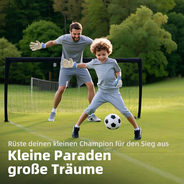 Jugendliche und Erwach,Kinder sener Torwarthandschuhe mit Fingersave，Rutschfes，Gewährung von Starken