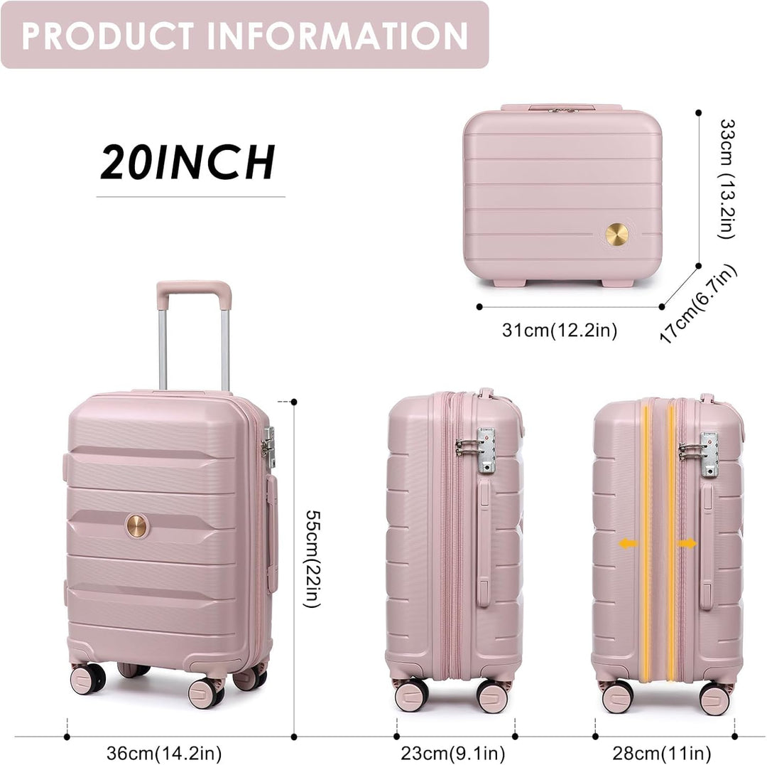 Sea choice Hartschalen Koffer Trolley Erweiterbar Kabinen Handgepäck 100% PP Leicht Reisekoffer mit