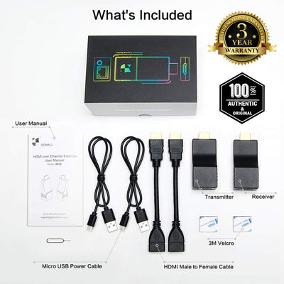 DDMALL 70m 4K HDMI Extender mit IR-Fernbedienung, HDMI Sender und Empfänger über Cat5e/6/7/8 Netzwer