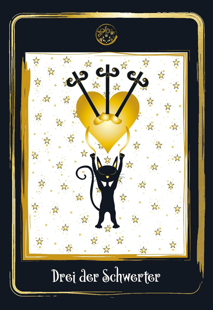 Golden Black Cat Tarot - Hochwertige Stülpdeckelschachtel mit Goldfolie: 78 Karten mit Golddruck und