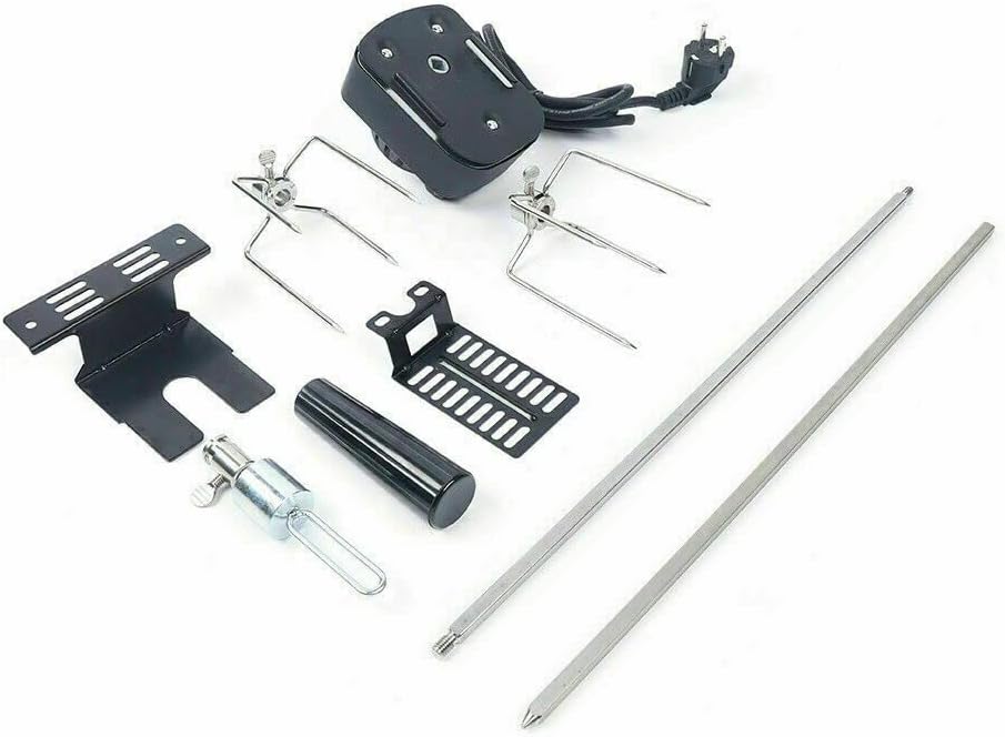 Drehspiess, Edelstahl Grillspiess Set 80cm Elektrischer Drehspiess Grill mit Motor 220-240V Hähnchen