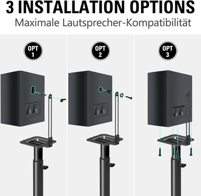Mounting Dream Lautsprecherständer höhenverstellbar für Satelliten bis zu 5KG, 2er-Set Bodenständer
