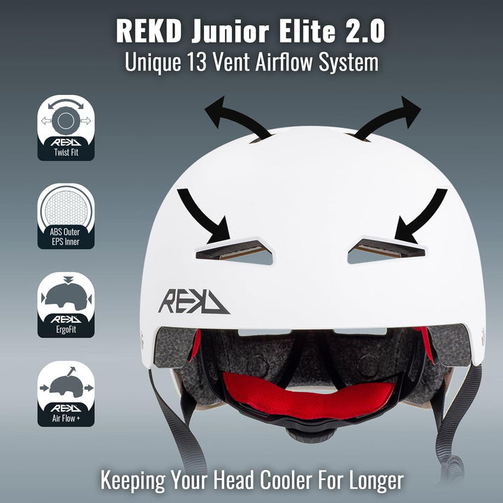 Rekd Unisex Jugend Junior Elite 2.0 Helm xxxs/xs 46-52cm Weiss, xxxs/xs 46-52cm Weiss