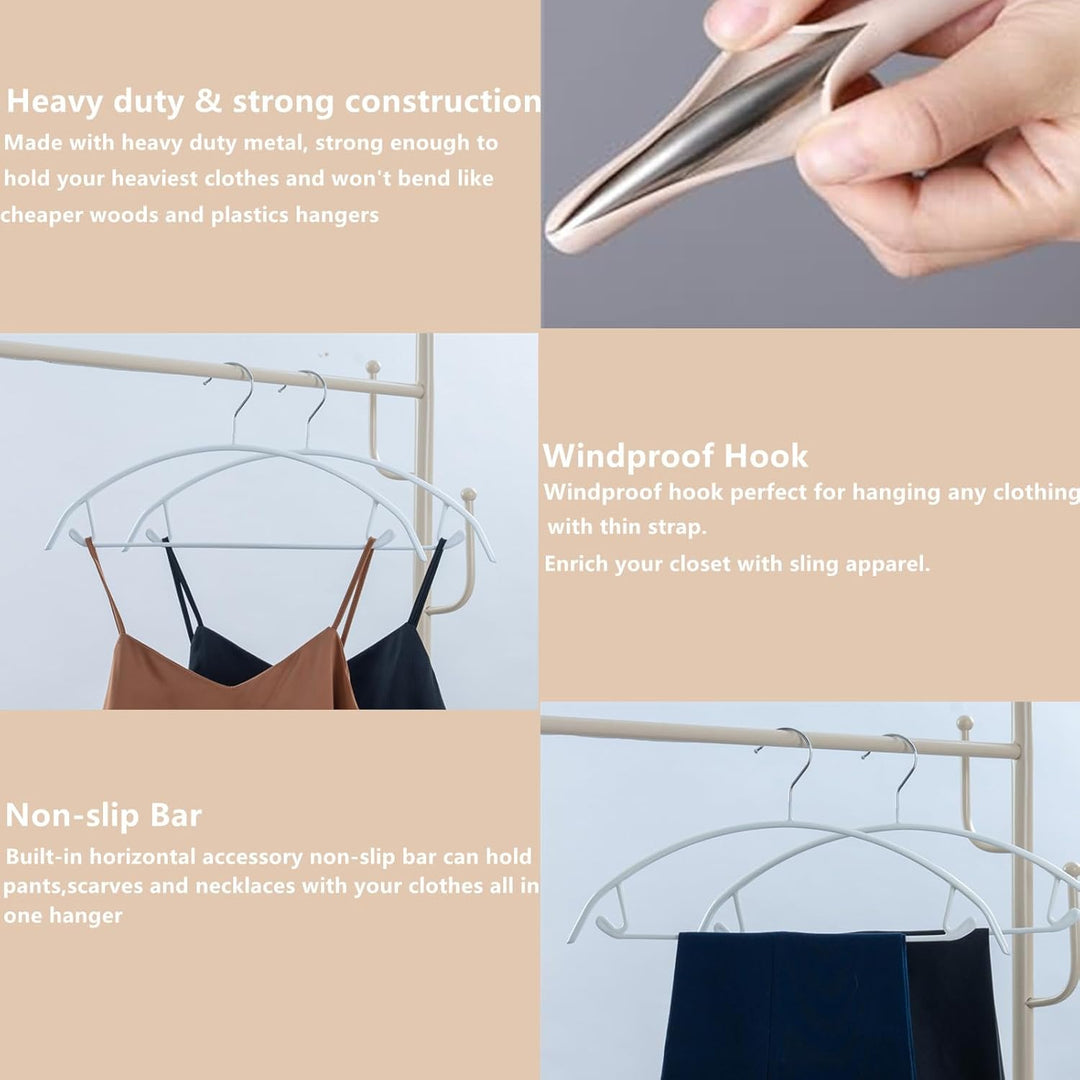 Kleiderbügel aus Metall, 10 Stück, weiss, 42 cm, Anti-Rutsch-Gummibeschichtung verhindert Schulterbe