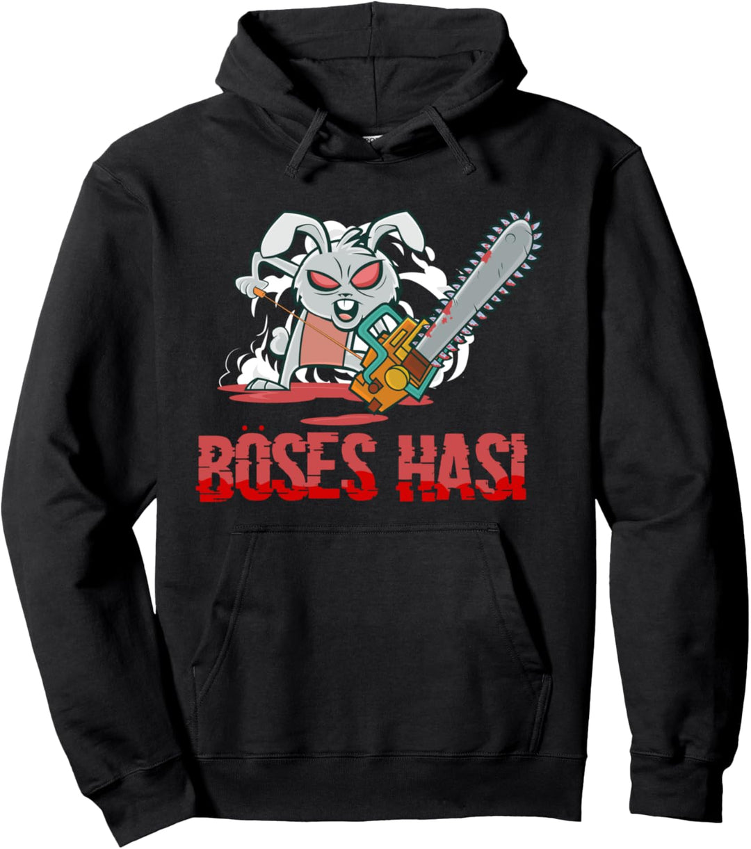 Böses Hasi Halloween Kettensäge Kostüm Horror Häschen Hasen Pullover Hoodie