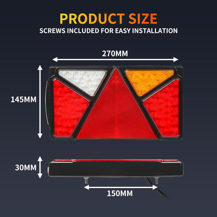 Qiping 2 x Robustes LED Rücklichter 12V 24V Wasserdicht Rückleuchten Heckleuchten mit E-geprüft - mi