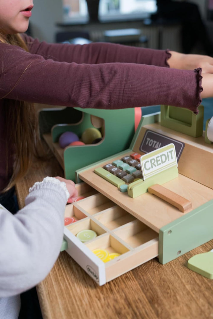 Kaufladenkkasse Holz Geschenkbox 17 Teile