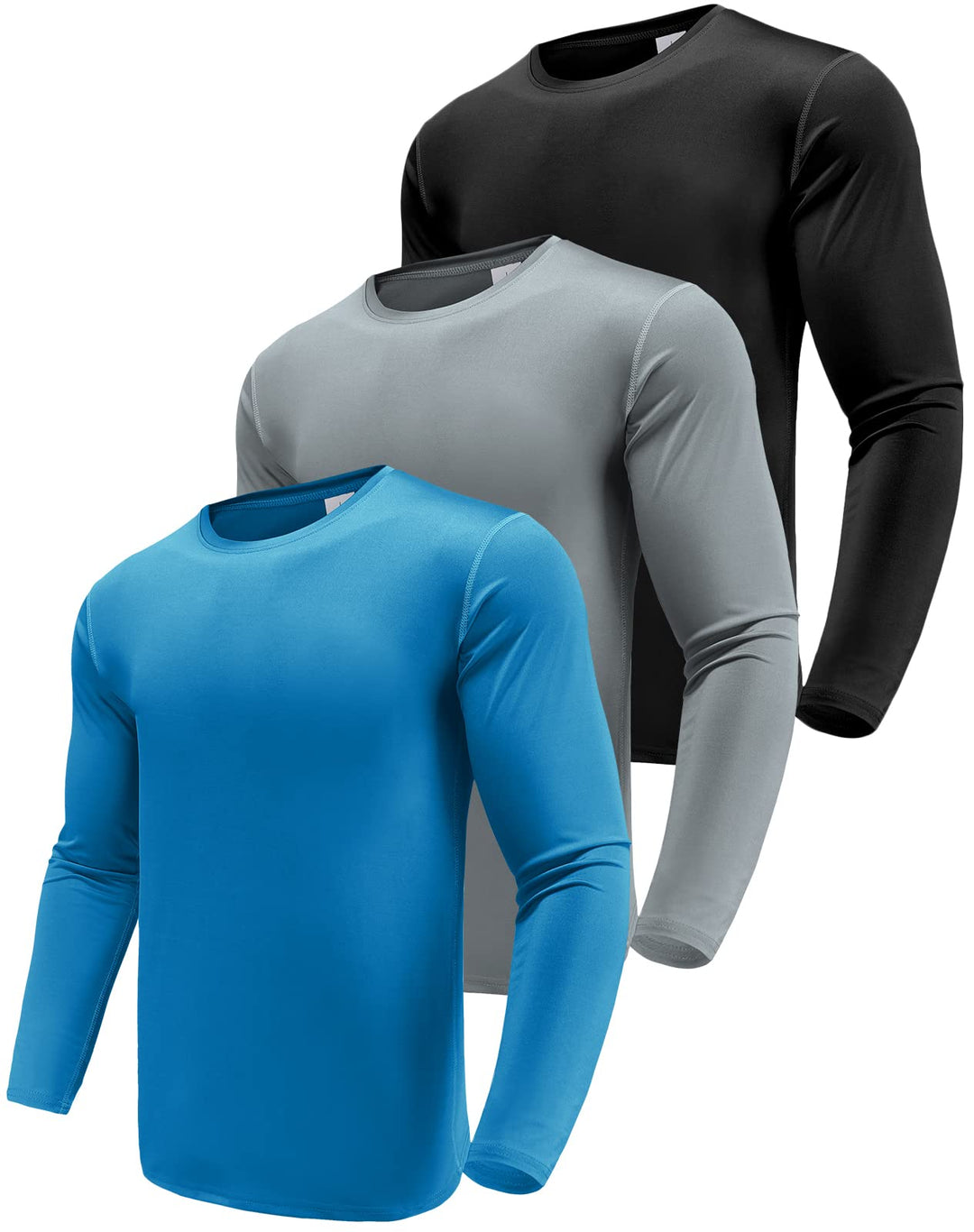 Boyzn 1, 3 or 5er Pack Herren Langarmshirt T-Shirts, UPF 50+ UV Schutz Schnelltrocknend Funktionsshi