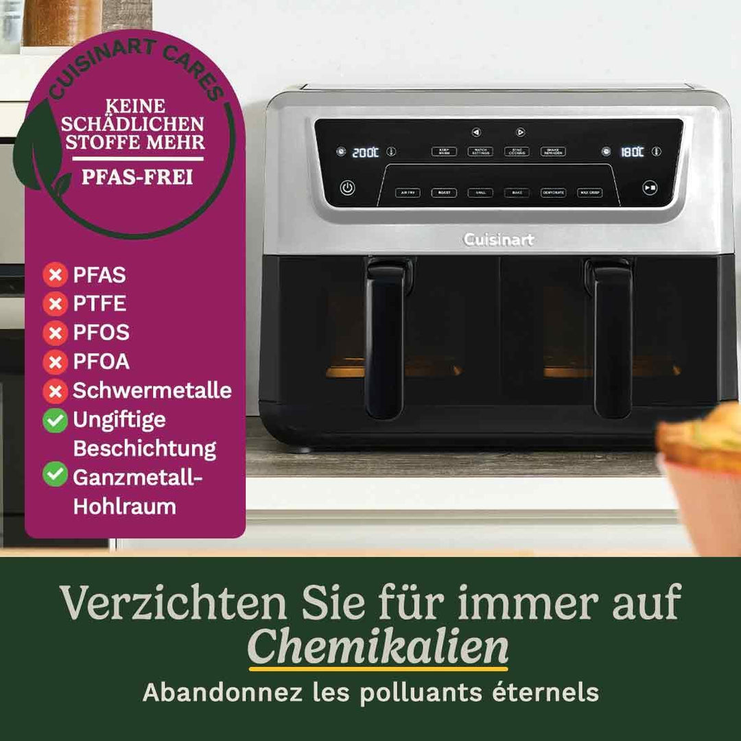 Cuisinart XXL Air Fryer, ohne PFAS, Kochen ohne Chemikalien, Airfryer, Braten, Grillen, Gebäck, Dehy