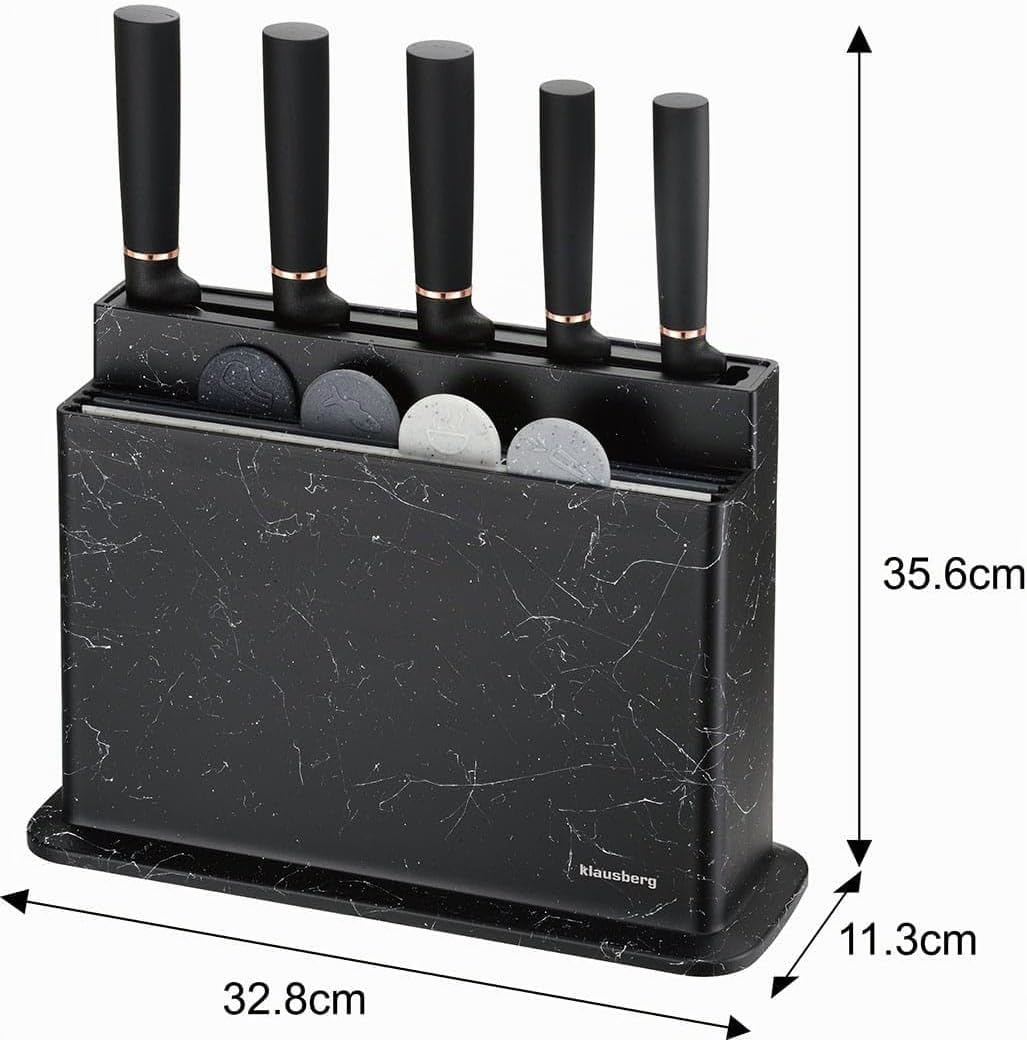 10-teilig Küchenmesser-Set Kochmesser Set Messerset im Block mit Schneidebrett-Set KLAUSBERG KB-7834