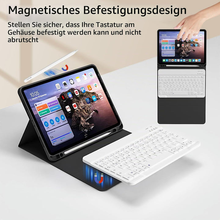 Hülle mit Tastatur für iPad Pro 11 4. / 3. / 2. Generation 2022/2021/2020 mit stifthalter, Magnetisc