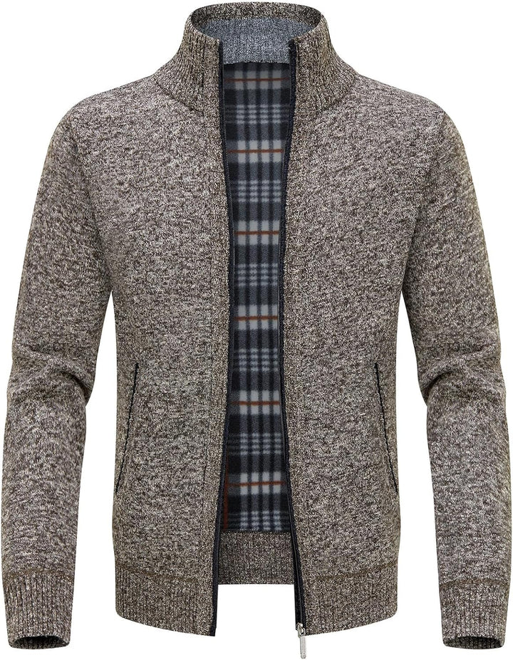 KUDORO Strickjacke Herren Cardigan Trachtenjacke mit Reissverschluss Gestrickt Wintermantel Strickja