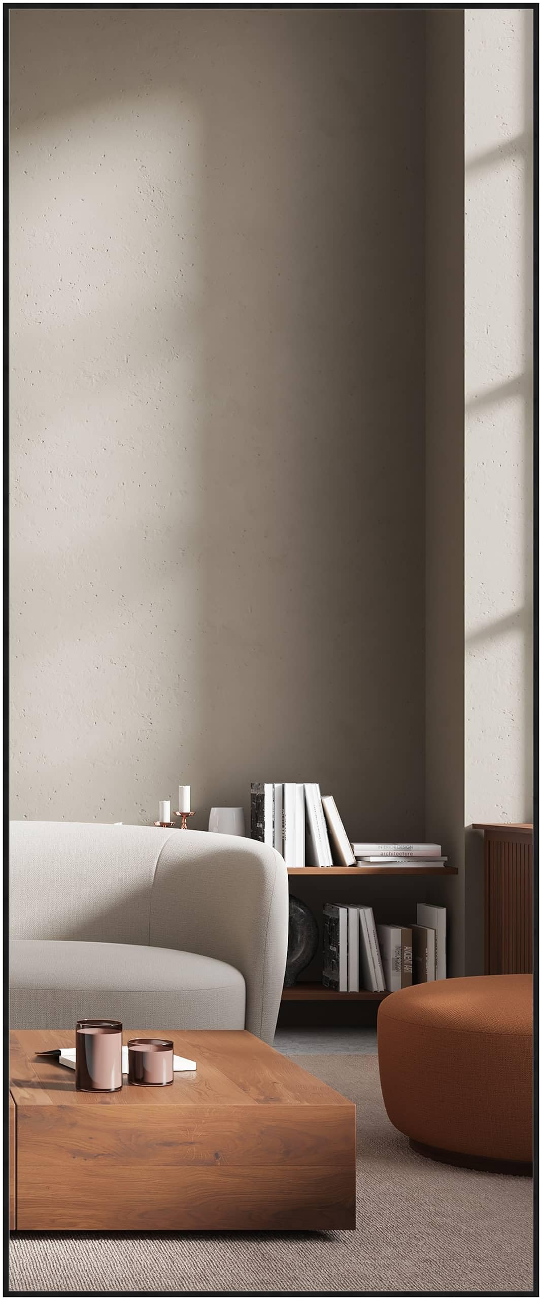 Wandspiegel, 70 x 170 cm, Aluminium, Schwarz matt, Ganzkörperspiegel für alle Wohnbereiche, Hoch- &