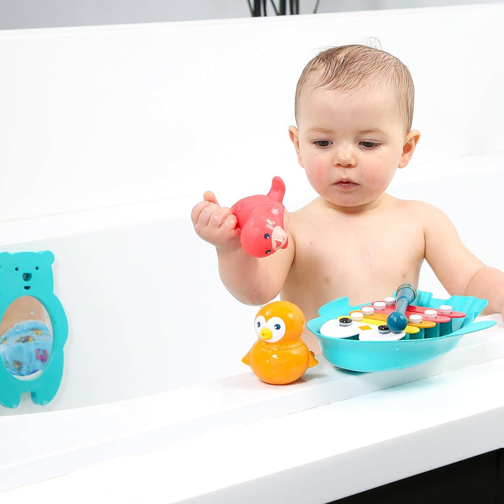 LUDI - Arktisches Bade-Set - Xylophon, Buch, Spiegel, Badestift und 2 Spritztierchen - Badespielzeug