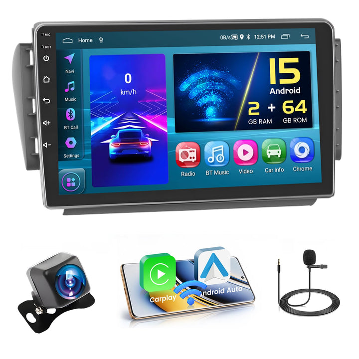 Hikity 2GB+64GB Android 15 Autoradio für Peugeot 208/2008 2012-2018 Radio Wireless CarPlay Android A