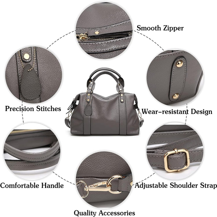 PORRASSO Elegant Handtasche Damen Schultertasche Frauen Henkeltasche Wasserdicht PU Leder Umhängetas