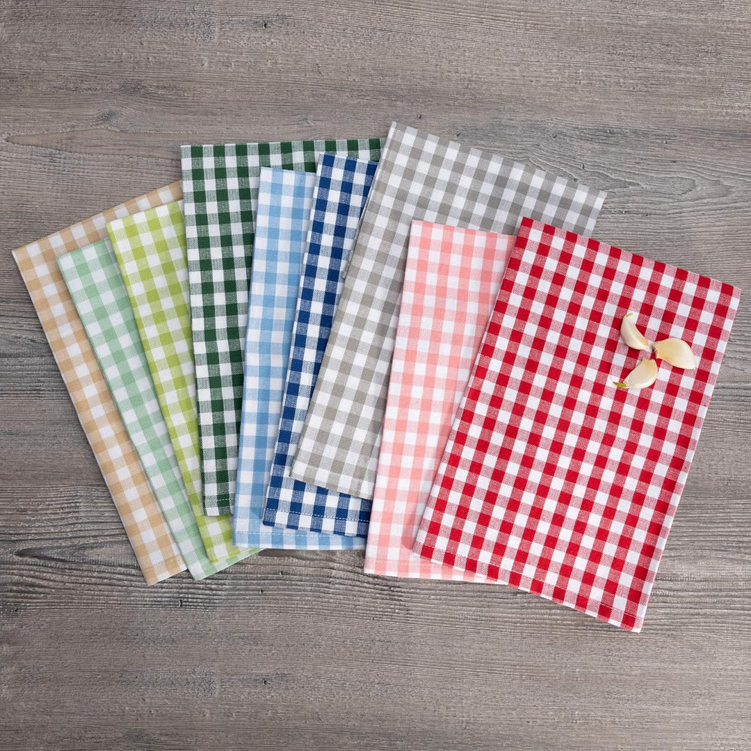 FILU Servietten 8er Pack Halbleinen (Leinen/Baumwolle) Grau/Weiss kariert (Farbe und Design wählbar)