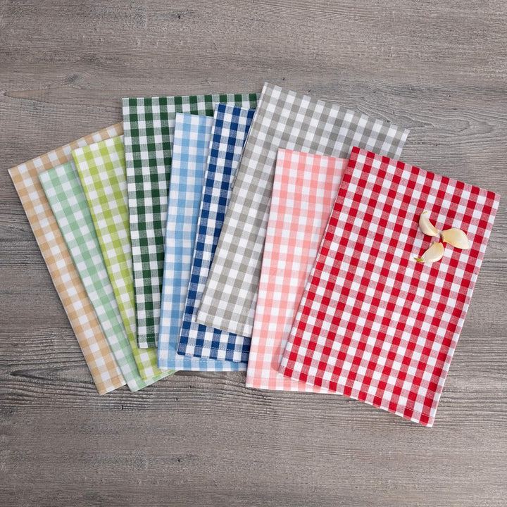 FILU Servietten 8er Pack Halbleinen (Leinen/Baumwolle) Grau/Weiss kariert (Farbe und Design wählbar)