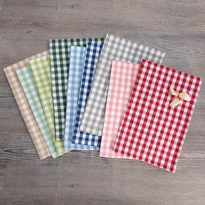 FILU Servietten 8er Pack Halbleinen (Leinen/Baumwolle) Mint/Weiss kariert (Farbe und Design wählbar)