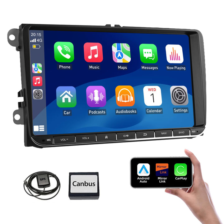 ESSGOO 4+64G Autoradio 9 Zoll Wireless Auto Radio Carplay Android 15 Car Stereo Für VW Golf 5 6 Tour