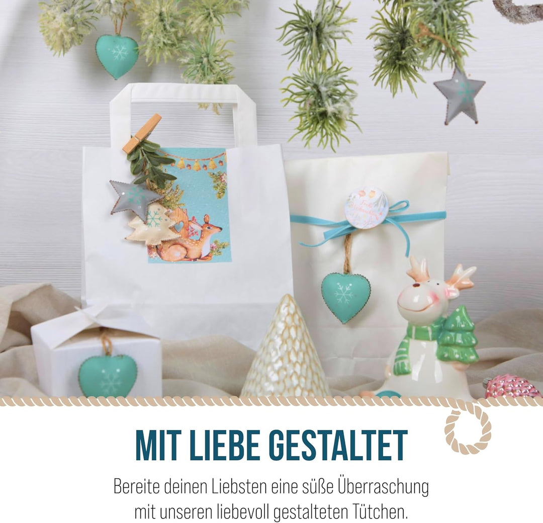 Logbuch-Verlag 100 weisse Papiertüten mit Henkel 18 x 8 x 22 cm Tragtaschen Geschenktaschen einfarbi