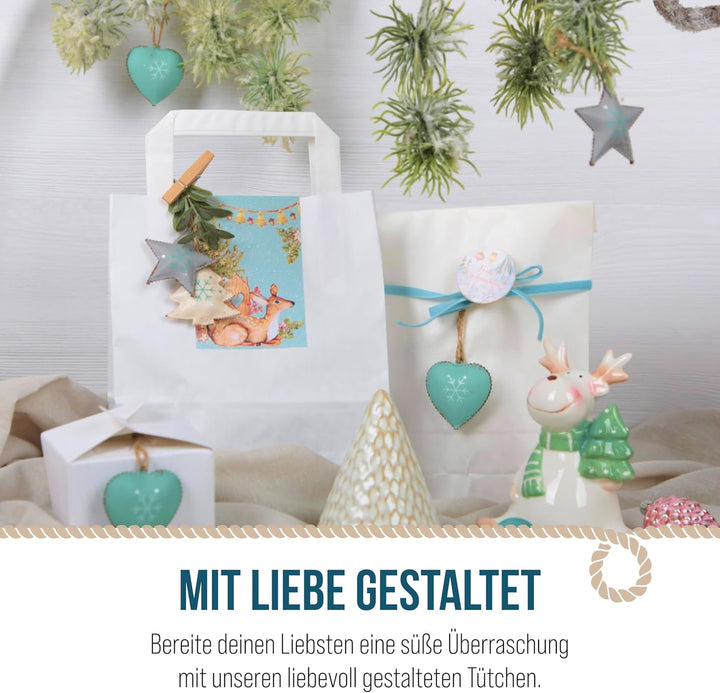 Logbuch-Verlag 100 weisse Papiertüten mit Henkel 18 x 8 x 22 cm Tragtaschen Geschenktaschen einfarbi