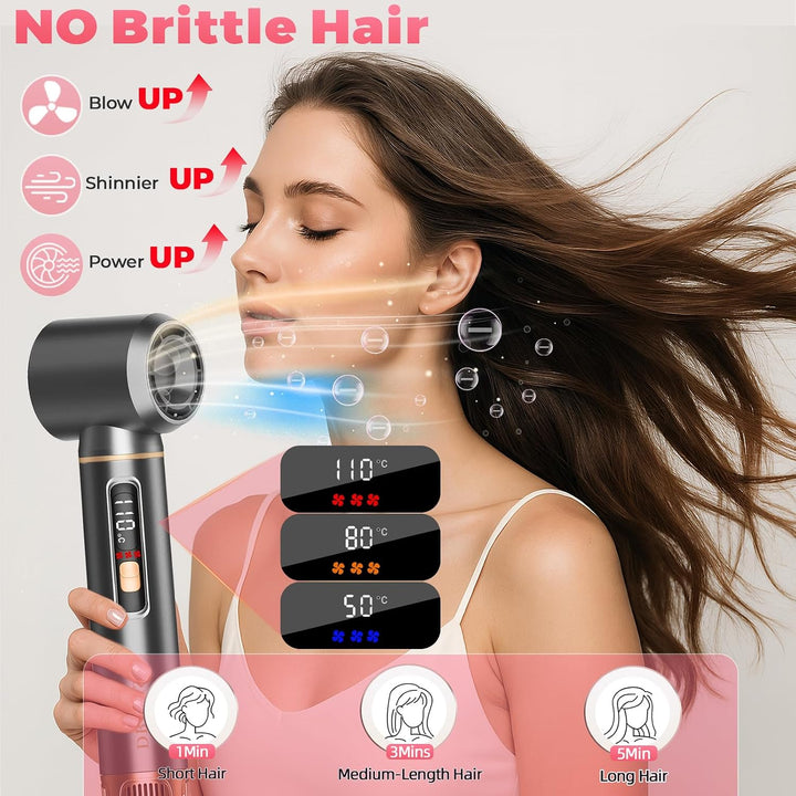 5 in 1 Warmluftbürste mit LCD Display, Reisen, Alltag, Geschenke Automatischer Lockenstab, Schnelles