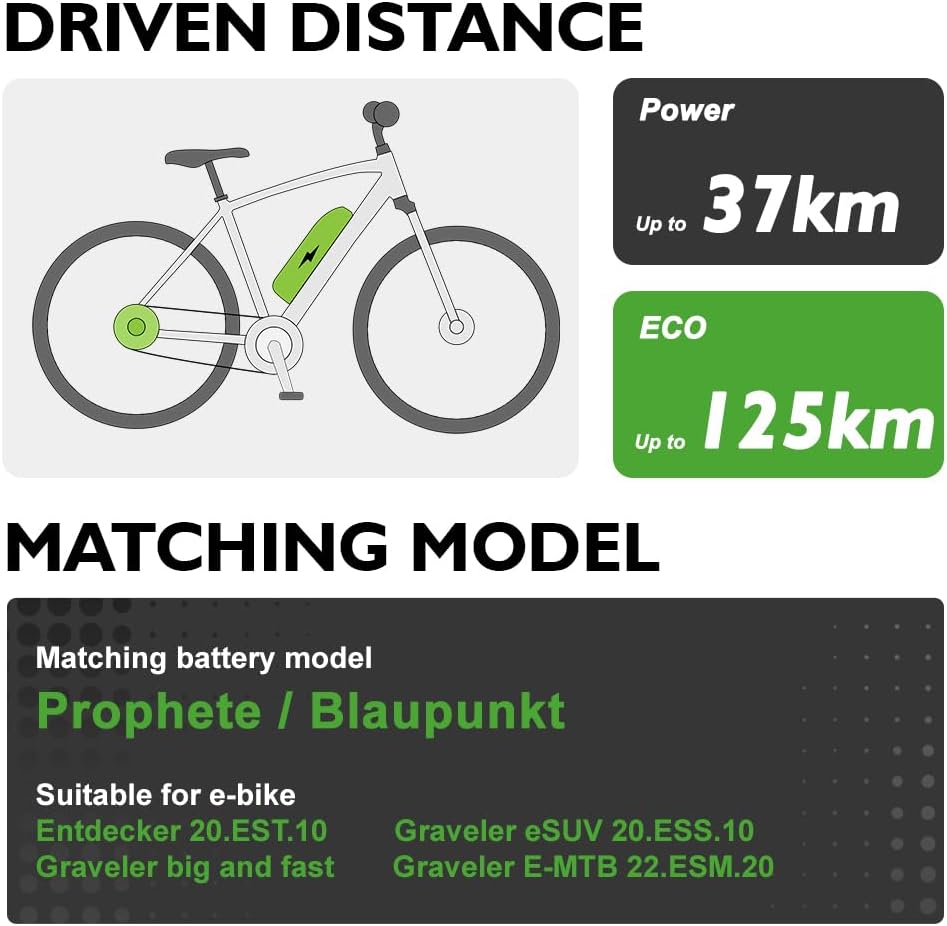 E-Bike Batterie 36V 10,4Ah Li-ion Downtube Akku ZZ98 Elektrofahrrad Prophete BP