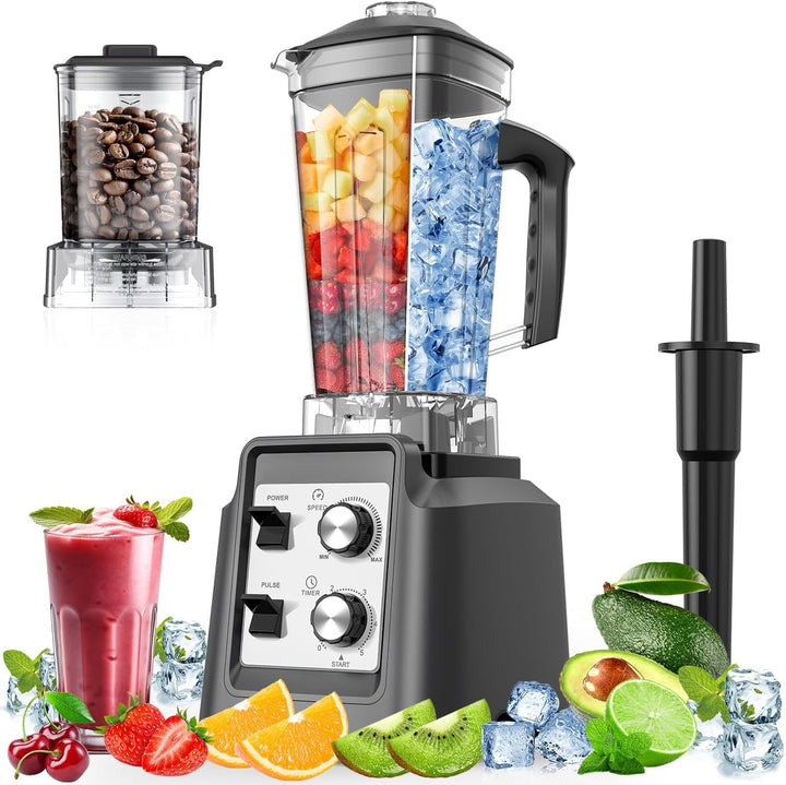 Teendow Standmixer, 1800W Smoothie Maker, Tischmixer mit 2,0-Liter-Behälter+ 600-ml-Kaffeemühle, Gee