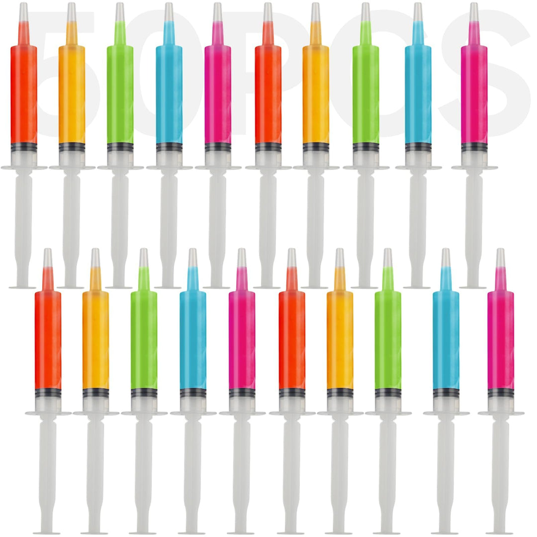 50 Stück Jelly Shot - 20ml Spritzen mit Tip Cap Wiederverwendbare Plastikspritzen für Flüssigkeiten,