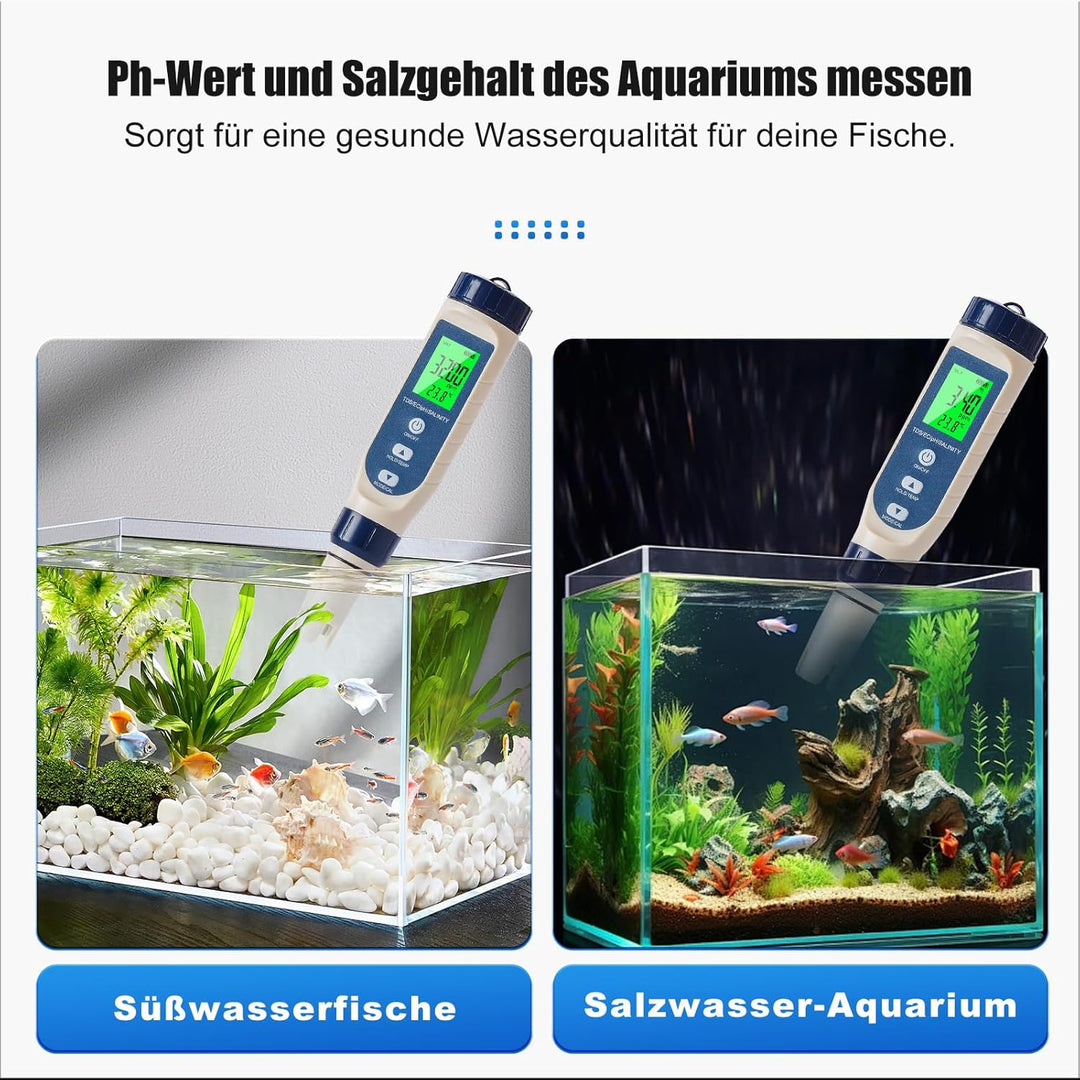 Pious Ph Wert Messgerät, Hochpräzises Ph/Salzgehalt/ec/tds/Temperatur-Multifunktions-Ph-Messgerät, A