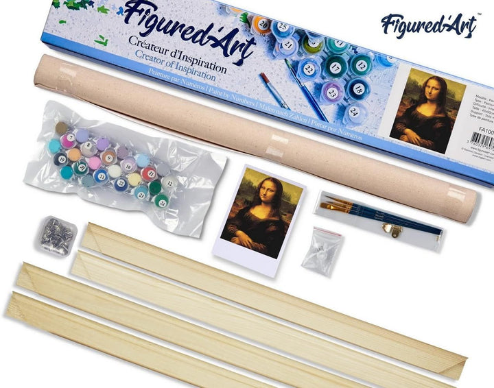 Figured'Art Malen Nach Zahlen Erwachsene Mit Rahmen Da Vincis Mona Lisa - Paint by Numbers Basteln D