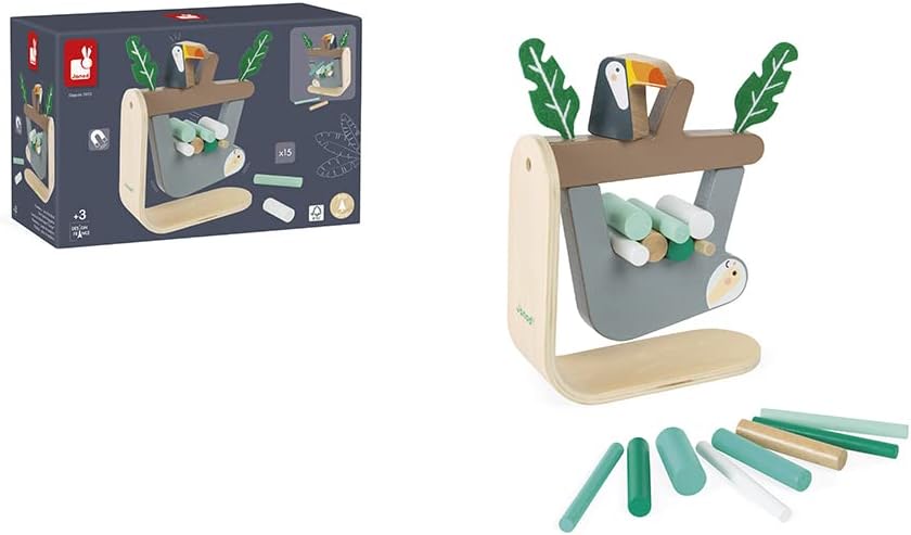 Janod - Balance-Spiel aus Holz Faultier - Geschicklichkeitsspiel - Fördert Feinmotorik und Konzentra