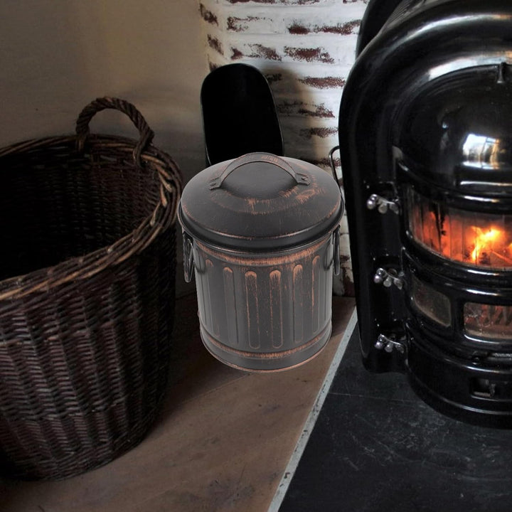 DOITOOL Mini-Ascheeimer Für Den Kamin Mit Deckel Und Griff Ascheeimer Aus Metall Für Feuerstelle Kam