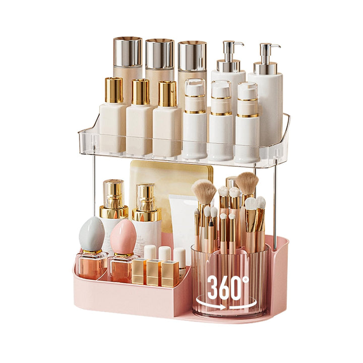 DASITON Make Up Kosmetik Organizer, 360° drehbarer Make Up Pinsel Organizer, Schmink Aufbewahrung fü