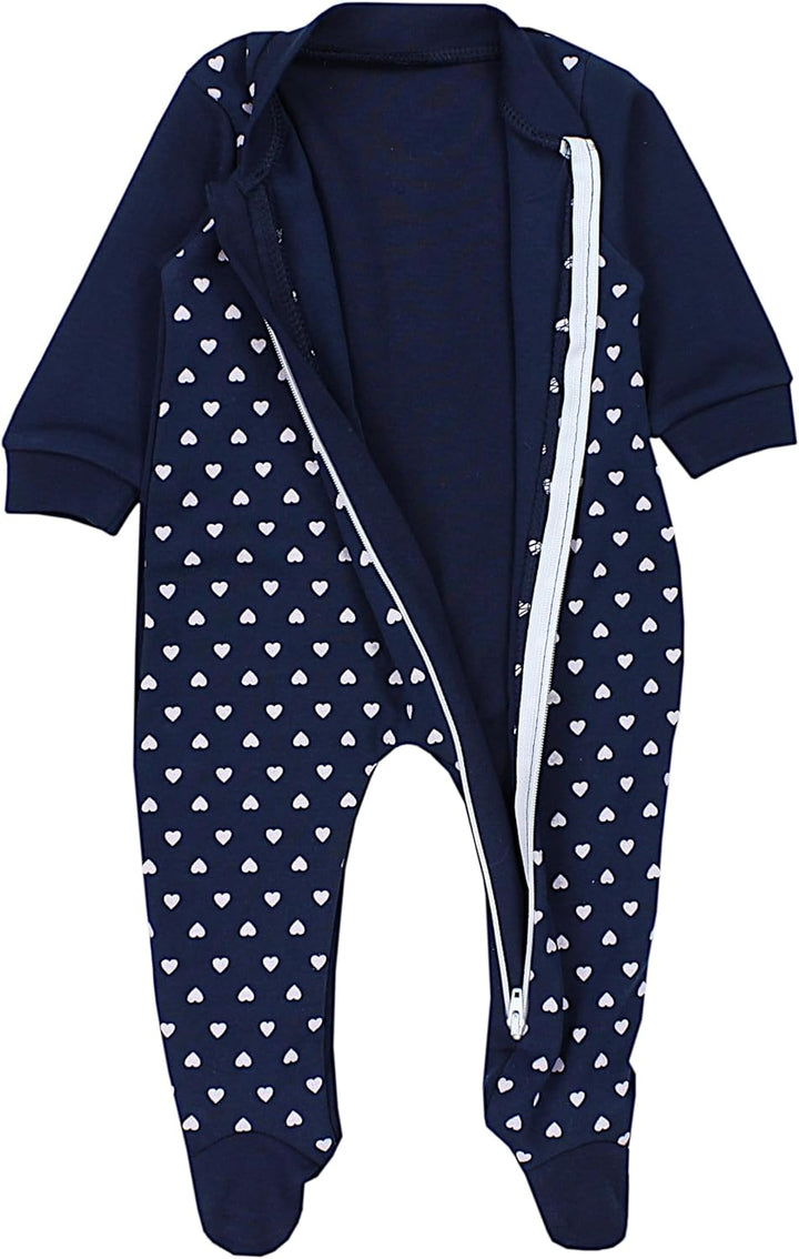 TupTam Baby Unisex Schlafstrampler Mädchen Schlafanzug mit Fuss Jungen Spieler 3er Pack 56 Herzen Du