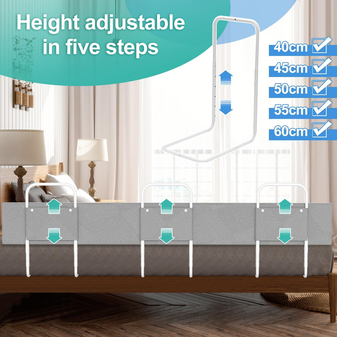 Ansobea 180cm Bettgitter Rausfallschutz Babybettgitter, Kinderbettgitter 5-Loch Höhenverstellbar, Be