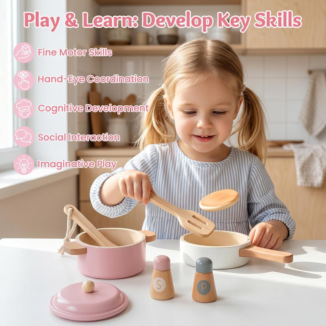 Kinderküche Zubehör, Realistisches Design, Sicher und Zuverlässig, Spielzeug Küchenzubehör, Topfset