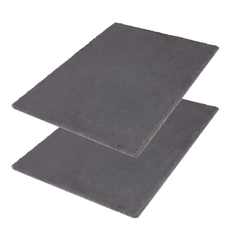 Westmark Naturschiefer-/Servierplatten, 2 Stück, Rechteckig, Mit Kratzschutz, Fläche: je 40 x 30 cm,
