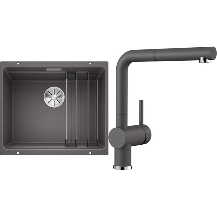 BLANCO Spül-Set in felsgrau – ETAGON 500-U – Spülbecken für 60 cm Unterschränke – Granitspüle aus SI