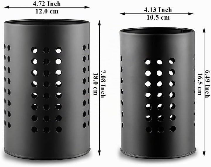 Evanda Küchenutensilienhalter für Arbeitsplatte 2er, Edelstahl Schwarze Utensilien Caddy, Bauernhaus