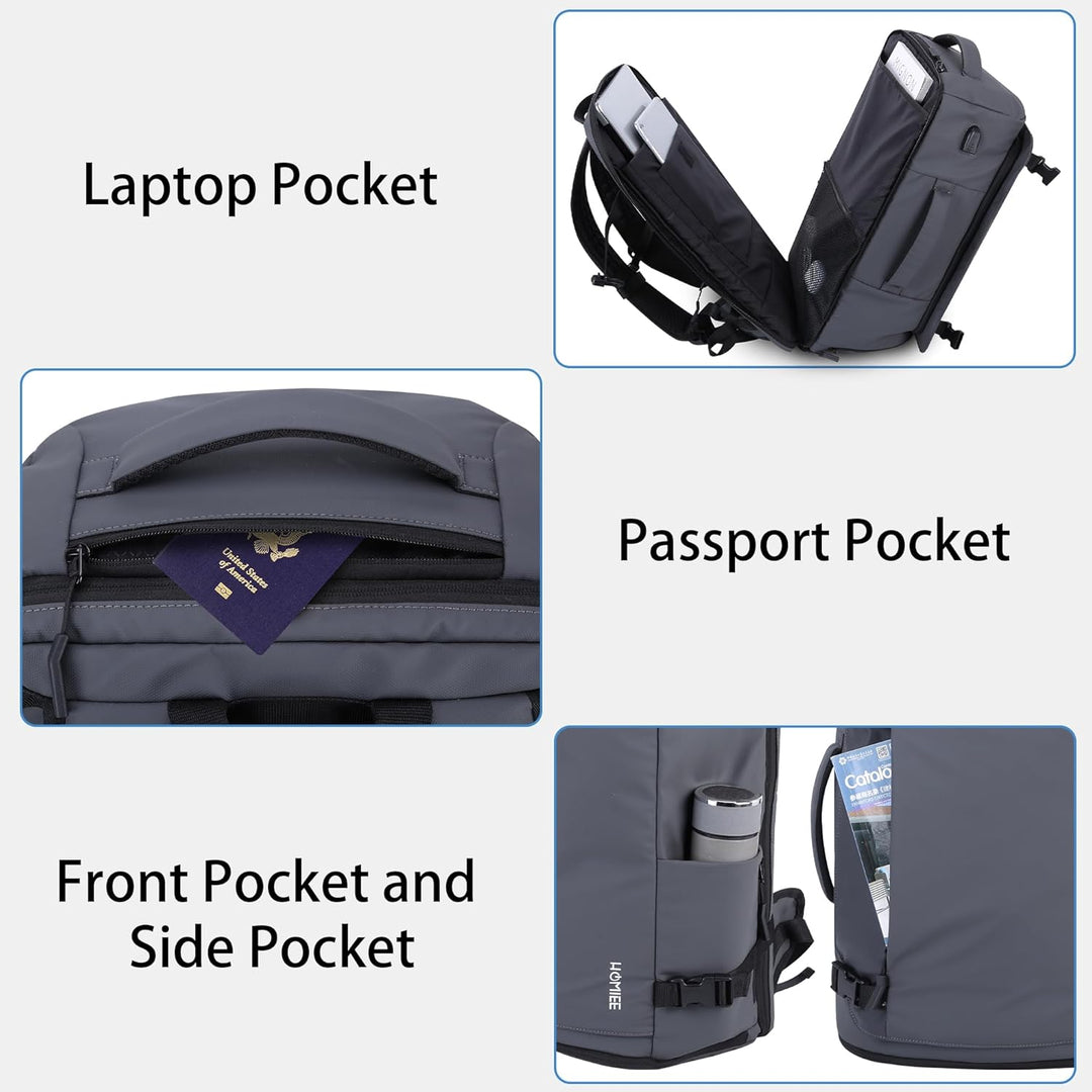 HOMIEE Reiserucksack 40L Grosser Rucksack Herren Wasserdicht 15.6-17.3 Zoll Laptoprucksack Handgepäc