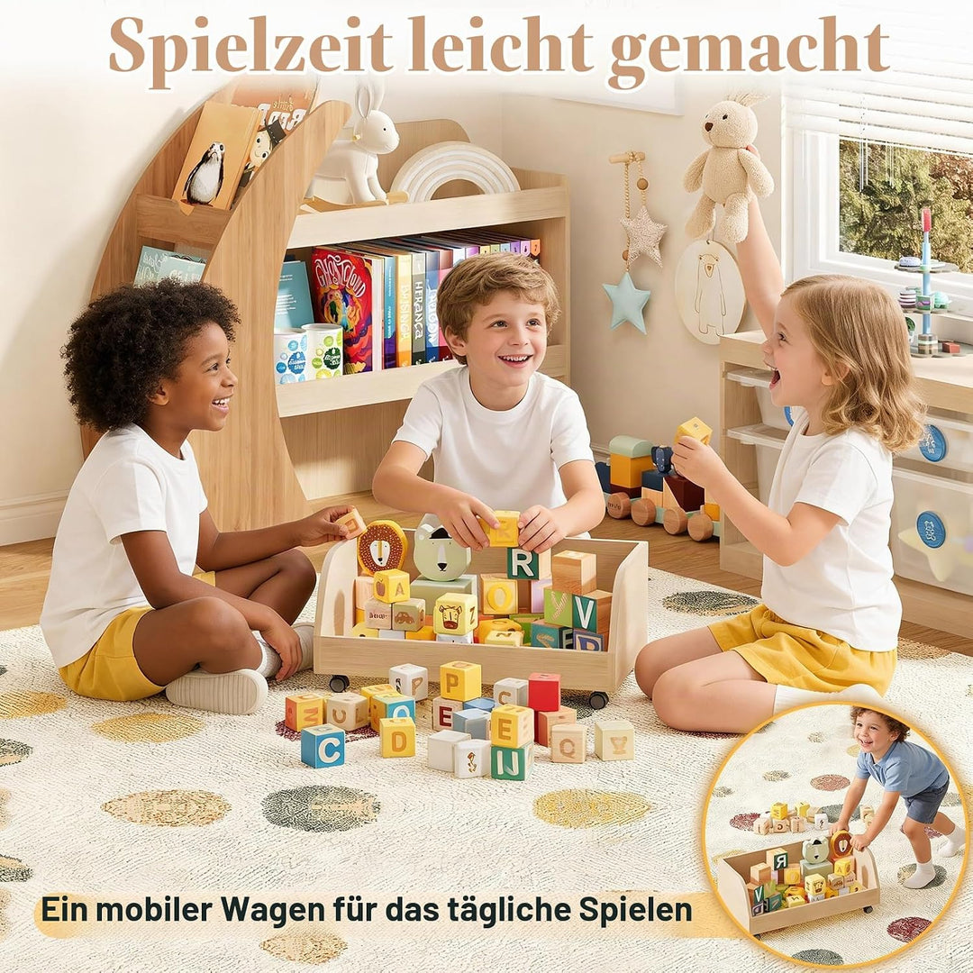 Kinderregal, Bücherregal Kinder aus Holz, Montessori