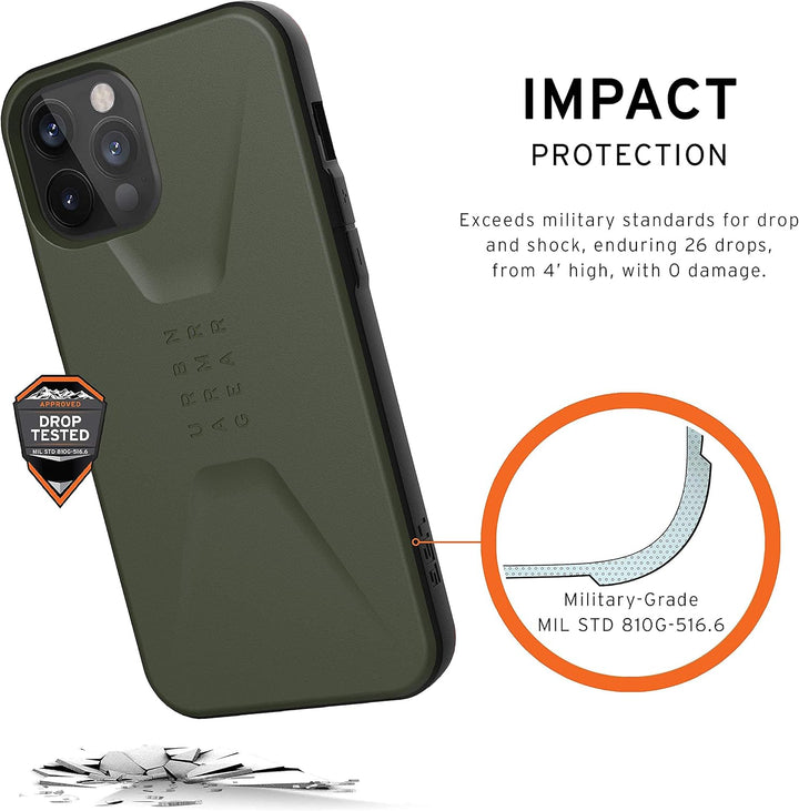 Urban Armor Gear Civilian Hülle Apple iPhone 12 Pro Max (6,7" Zoll) Schutzhülle (Wireless Charging k